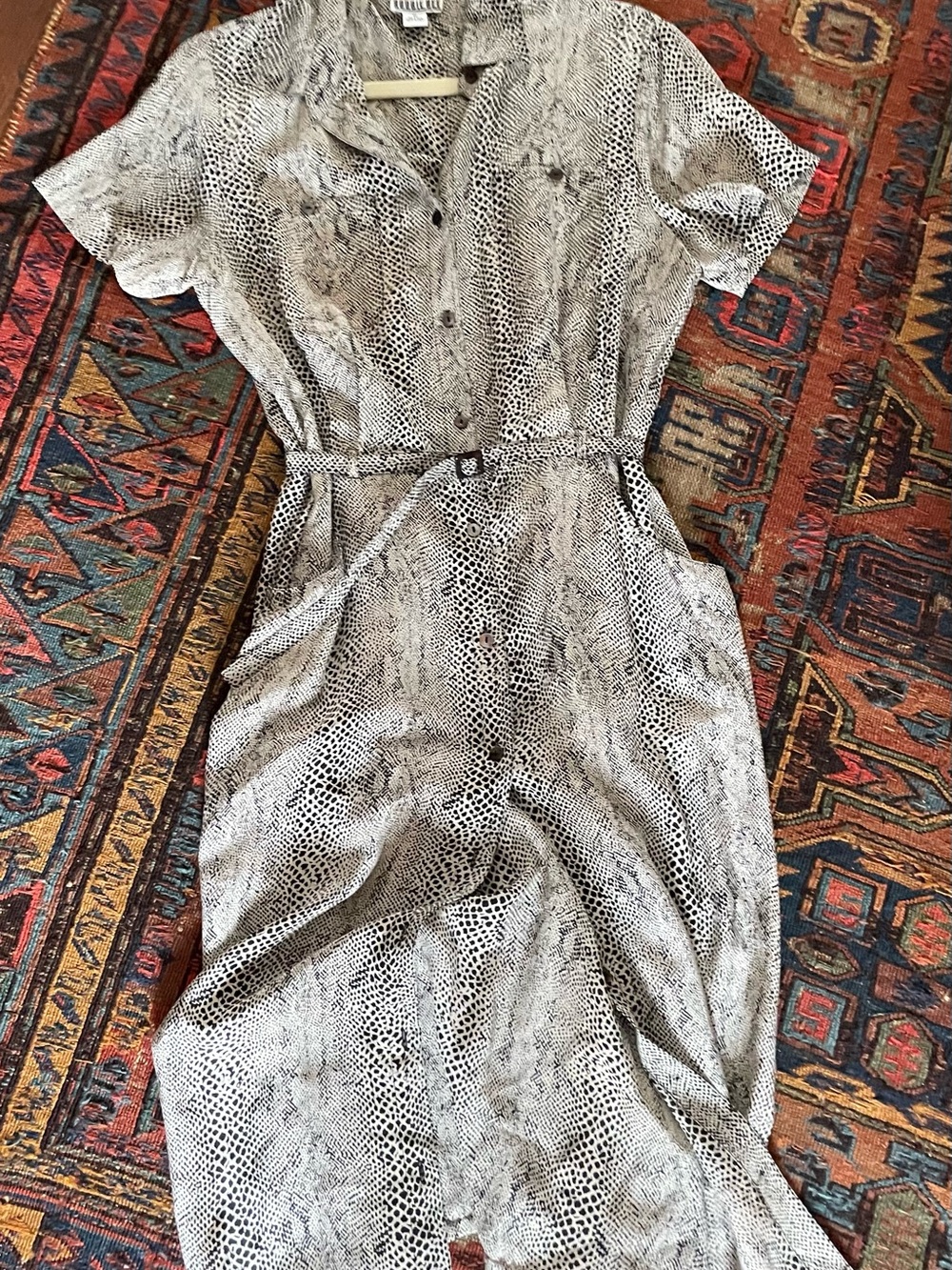 Silk Snake-Print Shirtdress Robbie Bee Black and Gray